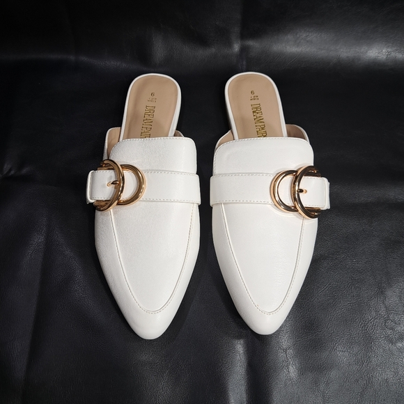 Dream Pairs Women's White Pointed Toe Flat Slip On Mules Size 9 - Picture 3 of 16
